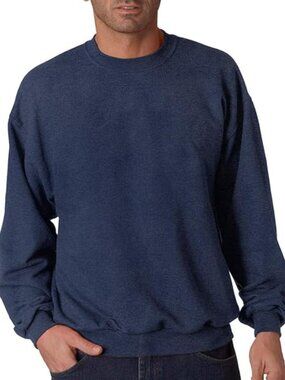 Adult 8 oz., NuBlend® Fleece Crew - VINTAGE HTH BLUE - M